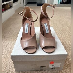 Jimmy Choo Nude Peep Toe Heels